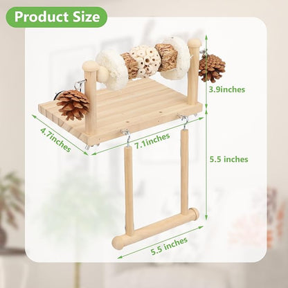 Litewoo Bird Perch Wooden Platform Bird Swing Chew Toys Play Gyms Exercise - Image 2