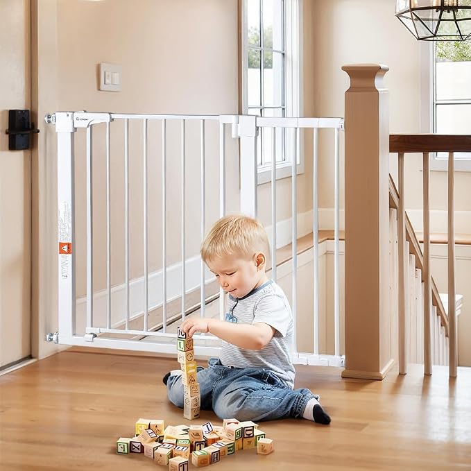 COMOMY 30" Tall Baby Gate for Stairs Doorways, Fits Openings 29.5" to 43.3" Wide by COMOMY