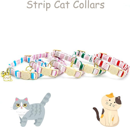 Elegant little tail 2 Pack Cat Collar-Pink Strip Cotton Breakaway Cat Collars - Image 4