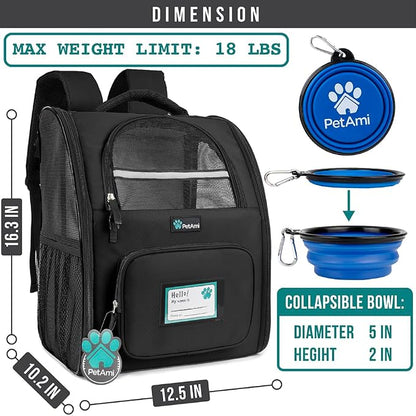 PetAmi Dog Backpack Carrier for Small Large Cat, Ventilated Pet Hiking Backpack - Image 2