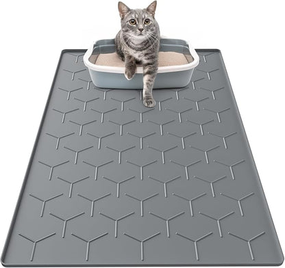 Cat Litter Box Mat, Large 34" X 22" Cat Litter Mat, Waterproof Silicone Pad by Garoopion