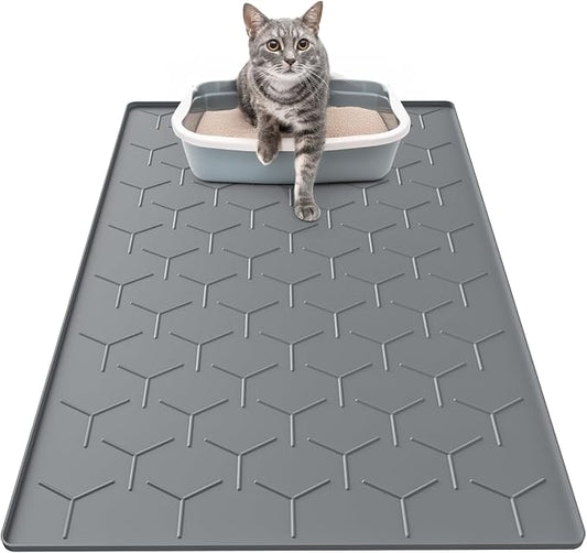 Cat Litter Box Mat, Large 34" X 22" Cat Litter Mat, Waterproof Silicone Pad by Garoopion