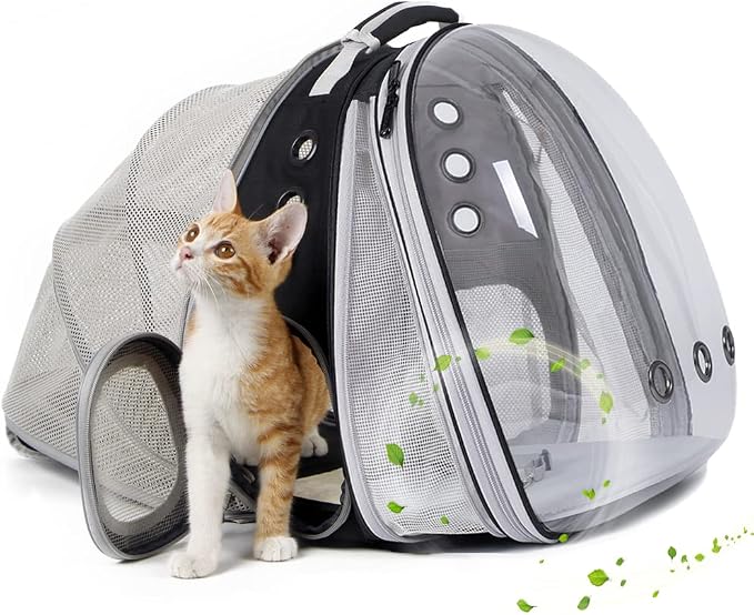 Dual Expandable Cat Backpack Carrier, Fit up to 20 lbs, Expandable Pet Carrier by halinfer