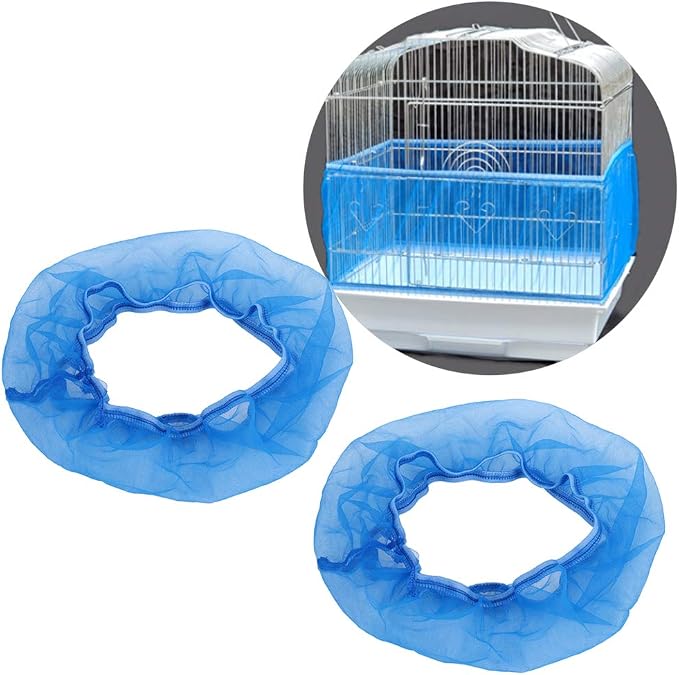 Alvinlite 2 Pieces Bird Cage Cover Seed Feather Catcher Birdcage Nylon Mesh Net - Image 9