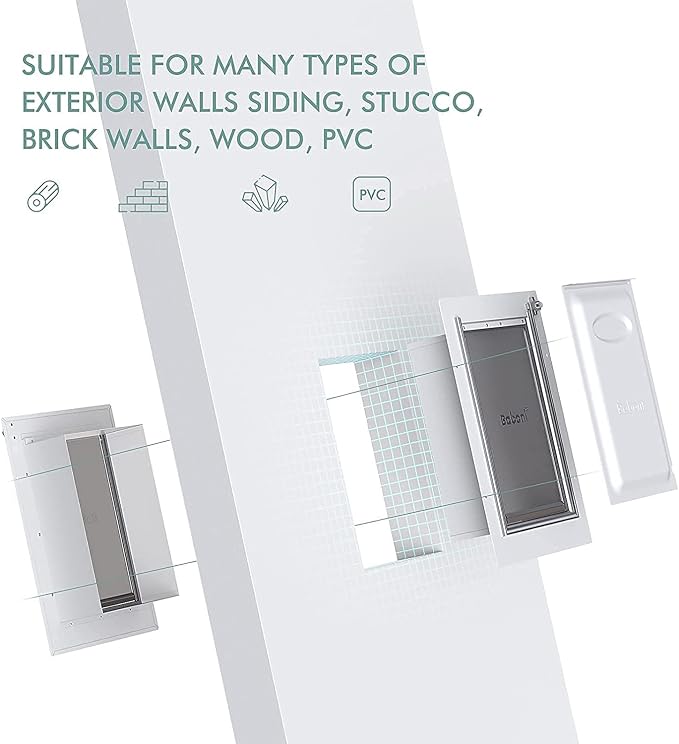 Baboni Pet Door for Wall, Steel Frame and Telescoping Tunnel, Aluminum Lock - Image 5