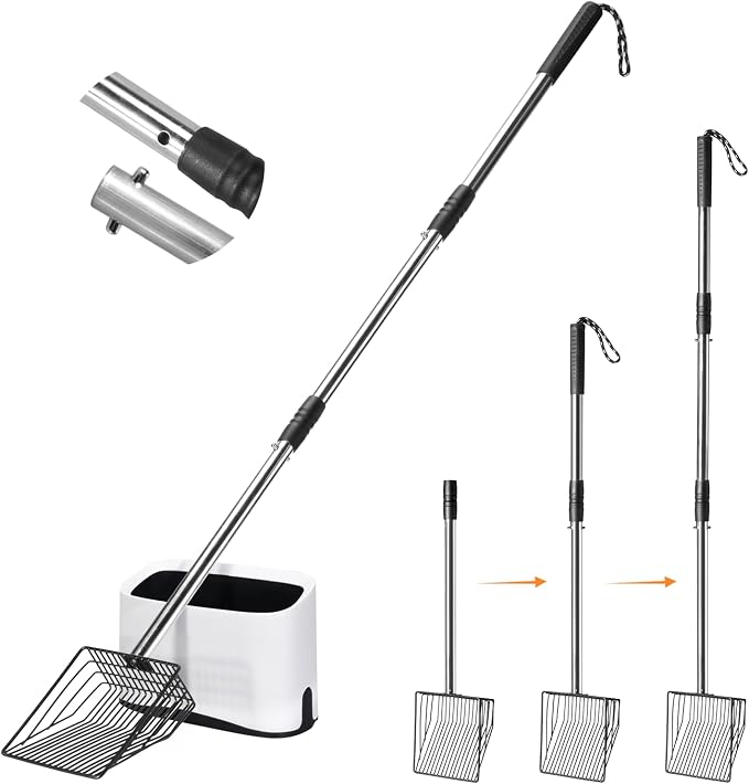 Cat Litter Scoop with Holder 43" Metal Litter Scooper with Stainless Steel Long by PETOCAT