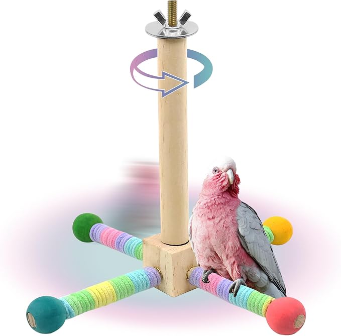 Upgraded Parrot Perch Toy, Rotating Bird Perch Stand by FAILUN