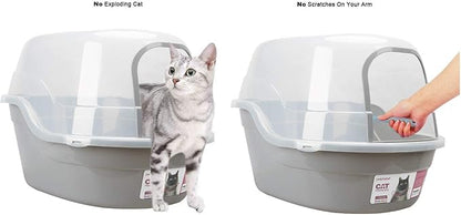 Petphabet Jumbo Hooded Cat Litter Box, Extra Large Gray - Image 3