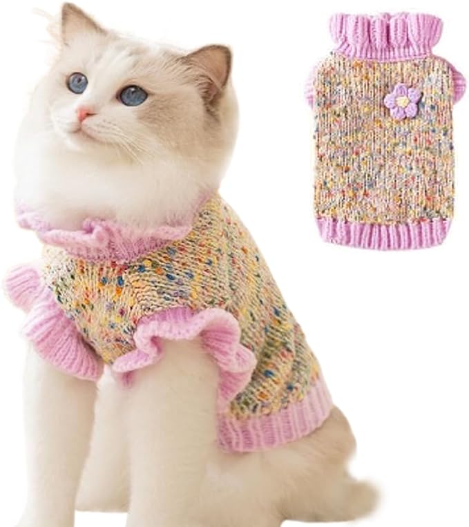 Purple Small Dog Sweater, Knitted Cat Sweater, Holiday Puppy Clothes by Anelekor