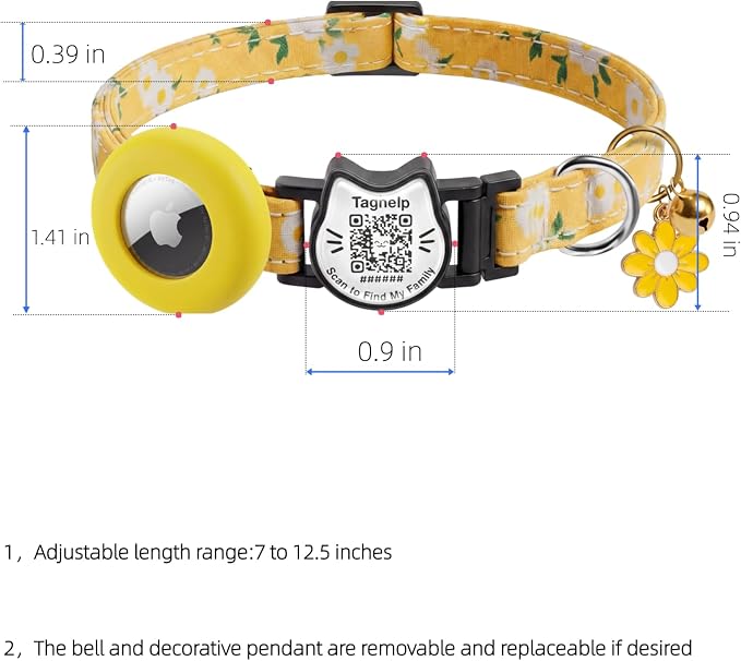 Breakaway Cat Collar with QR Code ID & AirTag Holder, Adjustable Cotton Kitten - Image 8