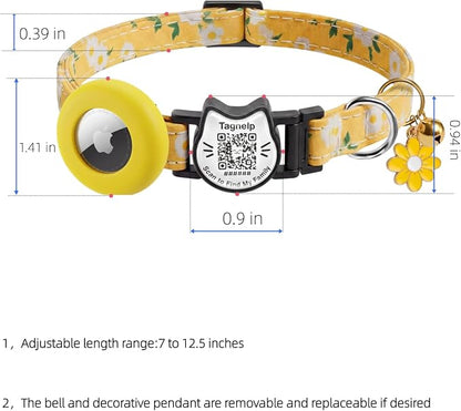 Breakaway Cat Collar with QR Code ID & AirTag Holder, Adjustable Cotton Kitten - Image 8