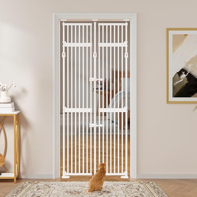 unipaws 86" High Extra Tall Cat Gate, Auto Closing and No Drilling Safety Gate by unipaws