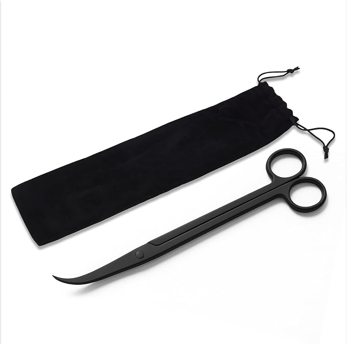 Mandala Crafts 12 Inches Black Stainless Steel Curved Aquarium Scissors - Image 4