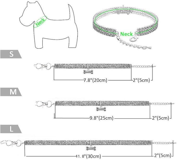 Pet Collar with Diamonds, Adjustable Crystal Diamond Elastic Heart Claw Pendant - Image 2