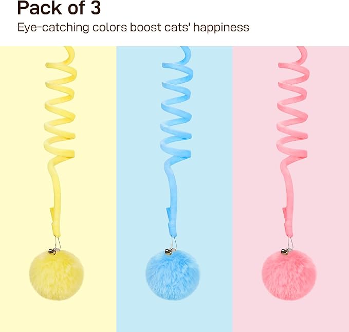 Potaroma Hanging Fluffy Cat Catnip Ball Toys 3 Pcs - Image 6