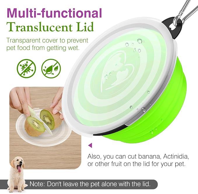 Pawaboo Collapsible Dog Bowls 2 Pack, Silicone Feeding Watering Bowls - Image 2