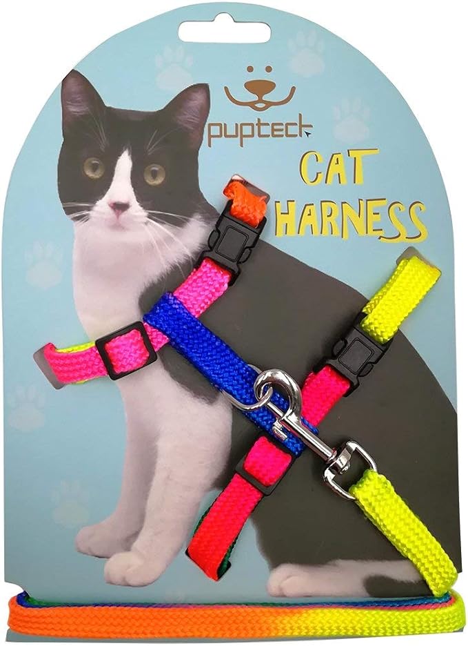 PUPTECK Adjustable Cat Harness and Leash Set Escape Proof Kitten Strap Collar by PUPTECK
