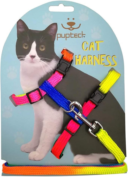PUPTECK Adjustable Cat Harness and Leash Set Escape Proof Kitten Strap Collar by PUPTECK