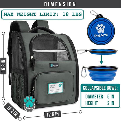 PetAmi Dog Backpack Carrier for Small Large Cat, Ventilated Pet Hiking Backpack - Image 2