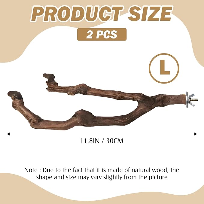 PINVNBY Natural Parrot Perch Grape Wood Bird Stand Pole Parakeet Paw Grinding - Image 2