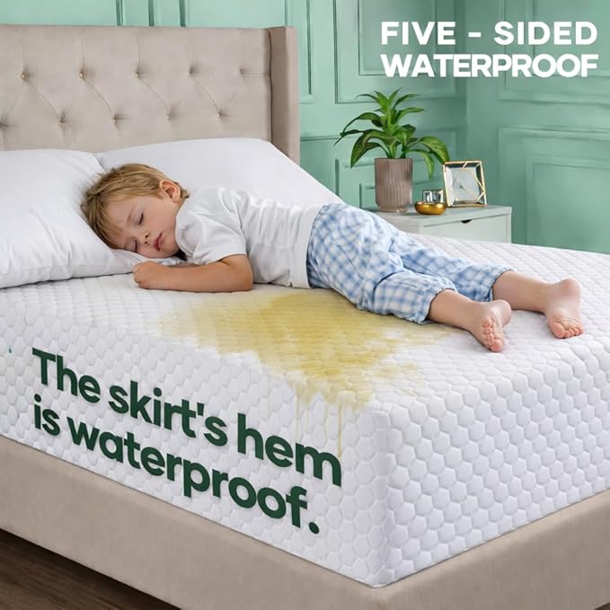OhGeni 100% Waterproof Mattress Protector, King Size Mattress Soft Pad - Image 2