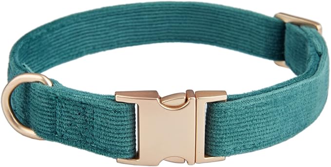 Soft Cotton Dog Collar with Metal Buckle Adjustable Heavy Duty Comfy Corduroy by YUDOTE