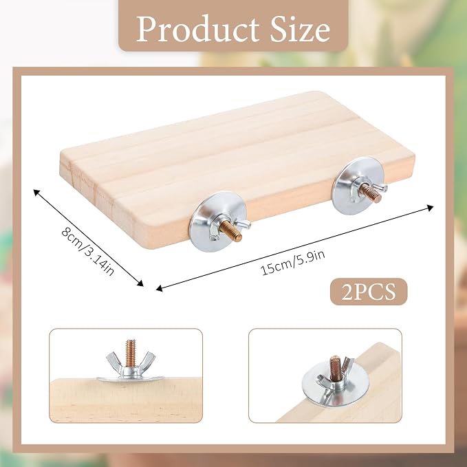 2PCS Bird Perch Platform Flat, 5.9 × 3.14 Inches Bird Cage Platform Birds Perch - Image 2