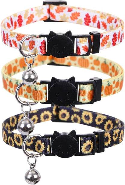 3 Pack/Set Thanksgiving Day Cat Collar Breakaway Bell Fall Autumn by Lamphyface