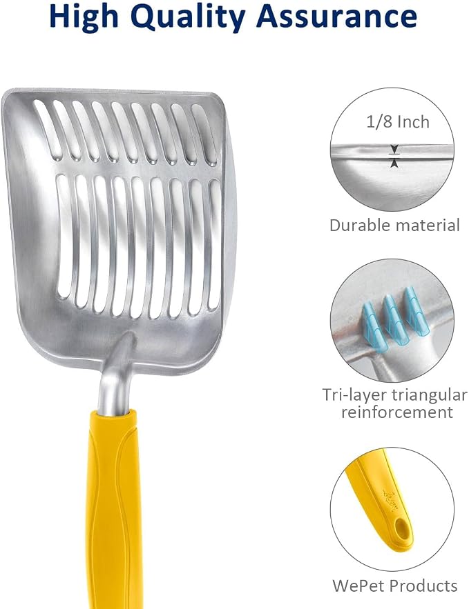 WePet Cat Litter Scoop, Aluminum Alloy Sifter, Kitty Metal Scooper, Deep Shovel - Image 4