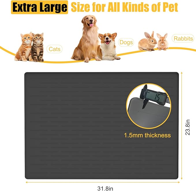 31.8"x23.8" Large Dog Mat for Food and Water, XL Silicone Pet Feeding Mats - Image 2