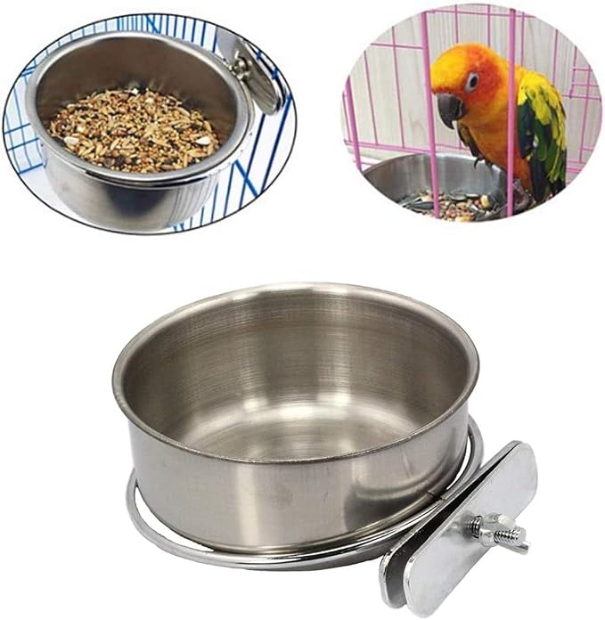 PINVNBY Parrot Feeding Cups Birds Food Dish Stainless Steel Parrot Feeders - Image 7