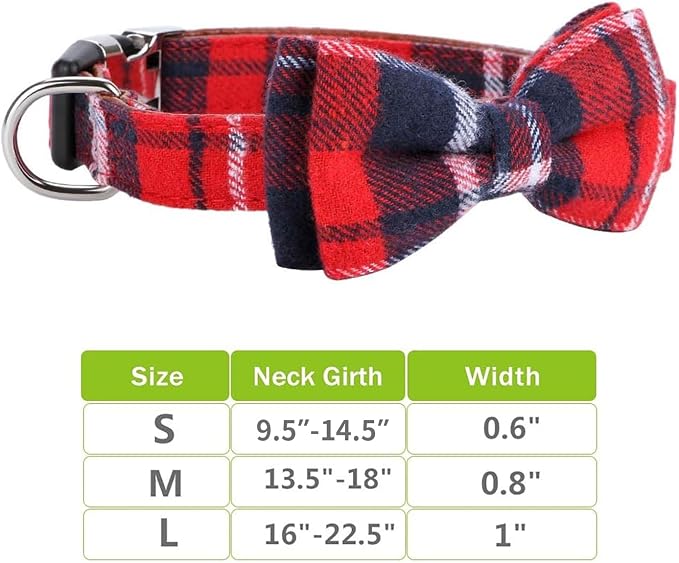 Faleela Soft &Comfy Bowtie Christmas Dog Collar, Detachable and Adjustable Bow - Image 4