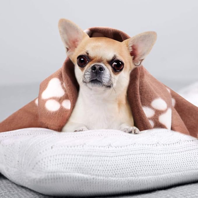 Comsmart Dog Blankets for Small Dogs, 6 Pack Puppy Blanket Cute Paw Print Pet - Image 5