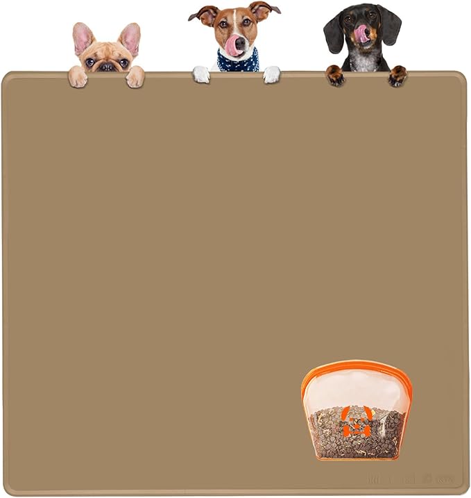 Extra Extra Large Silicone Dog Food Mat 39.4×43.3in and 128oz Silicone Bag Set by Unknown