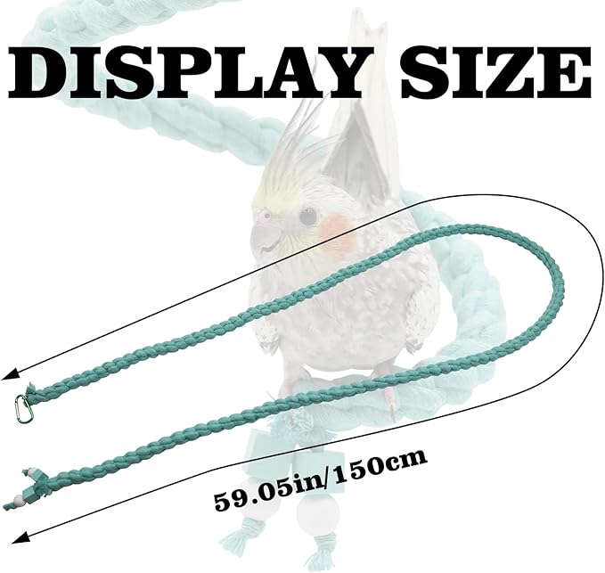 Dnoifne 59 Inch Spiral Rope Perch, Bird Cage Stand Pole Accessory, Climbing Toy - Image 6