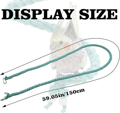 Dnoifne 59 Inch Spiral Rope Perch, Bird Cage Stand Pole Accessory, Climbing Toy - Image 6