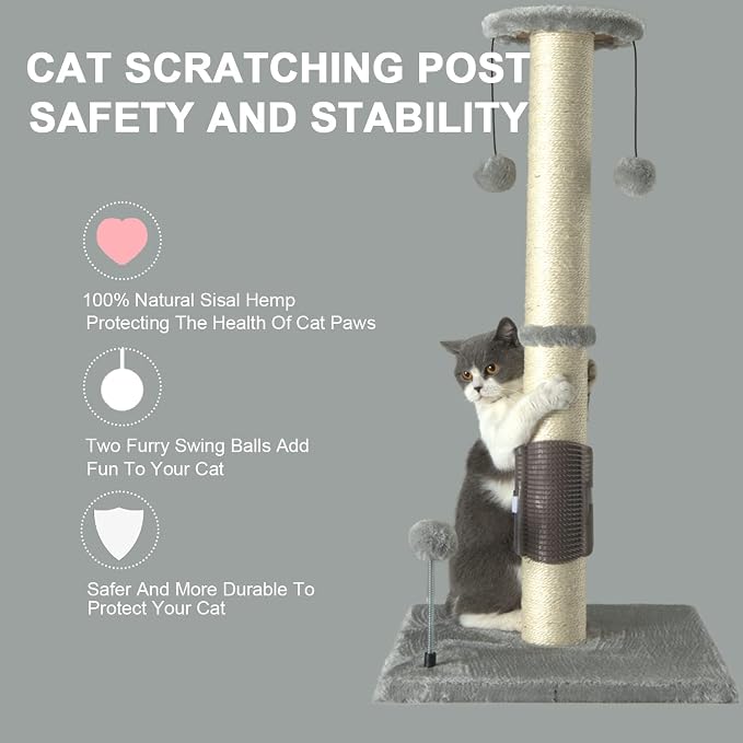 PEEKAB 32" Tall Cat Scratching Post Sisal Scratch Posts - Image 6