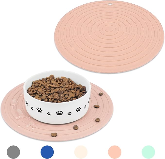 Ptlom Pet Food Mat for Dog and Cat Placemat 2 Pcs, Mat for Prevent Food and by PTLOM