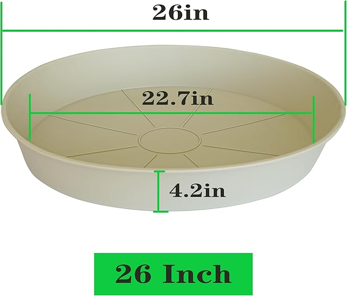 3 Pack of 25 26 inch Plant Saucer, 4.2" Depth, Large Deep Plastic Flower - Image 2