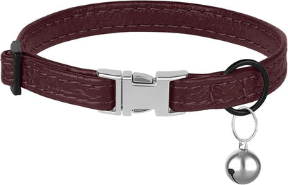 Leather Cat Collar with Buckle and Removable Bell - Image 7