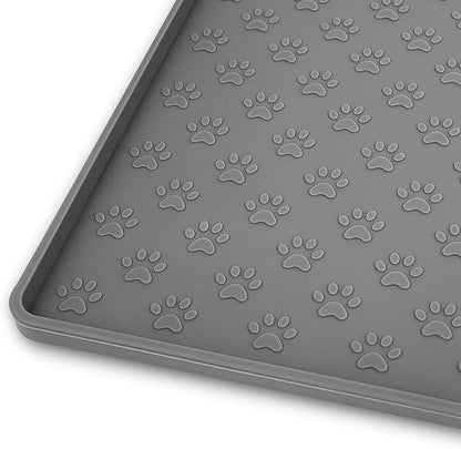 Ptlom Grey Pet Placemat for Dog and Cat, Waterproof Anti-Slip Pet Feeding Bowl by PTLOM