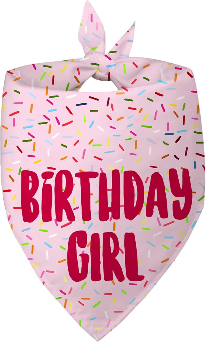 Birthday Girl Dog Bandanas 1 Pack, HBD Pet Scarves by Yaofavo