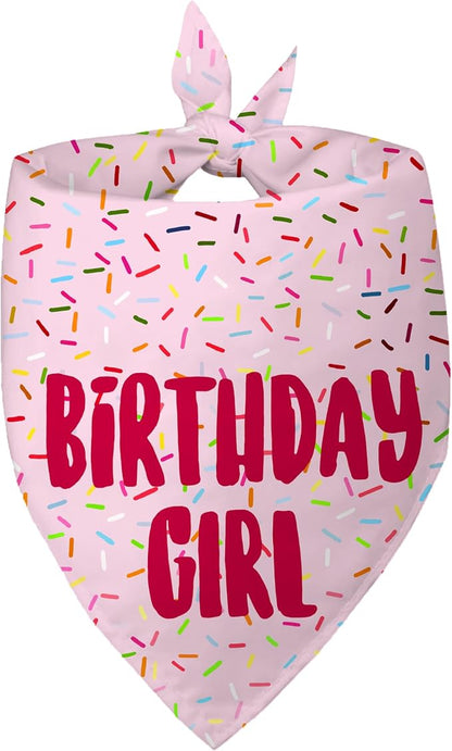 Birthday Girl Dog Bandanas 1 Pack, HBD Pet Scarves by Yaofavo