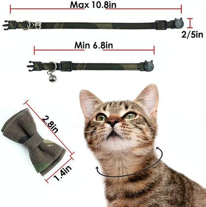 Cat Collar Bowtie with Bell, Quick Release Buckle Safety and Durable Kitties - Image 7