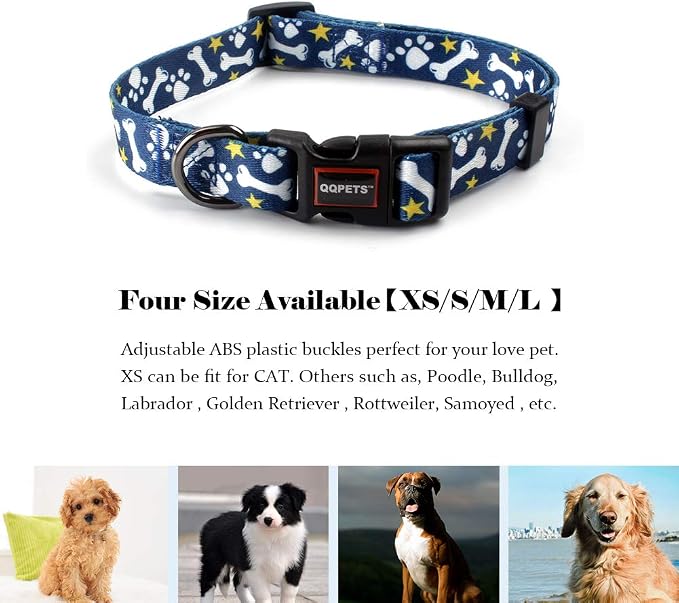 QQPETS Adjustable Soft Dog Collar: Print Flower Pink Multicolor Cute Patterns - Image 4