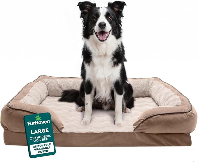 Furhaven Orthopedic Dog Bed for Large/Medium Dogs w/ Removable Bolsters & by FurHaven