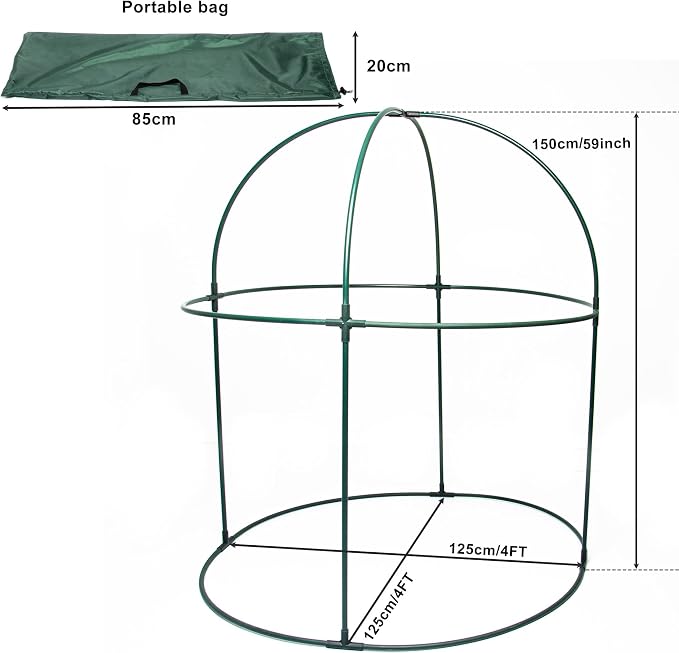 Round 4'x4' Large Plant Mesh Cover 4.9FT Tall Crop Netting Cage Pest Guard Cover - Image 8