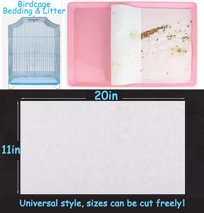 Firdnyohs 100PCS Bird Cage Liner Papers, Disposable Cage Paper Liners Precut - Image 3