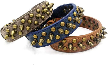 Spiked Dog Collar Soft Pu Leather Mushrooms Rivet Spike Studded Puppy - Image 4