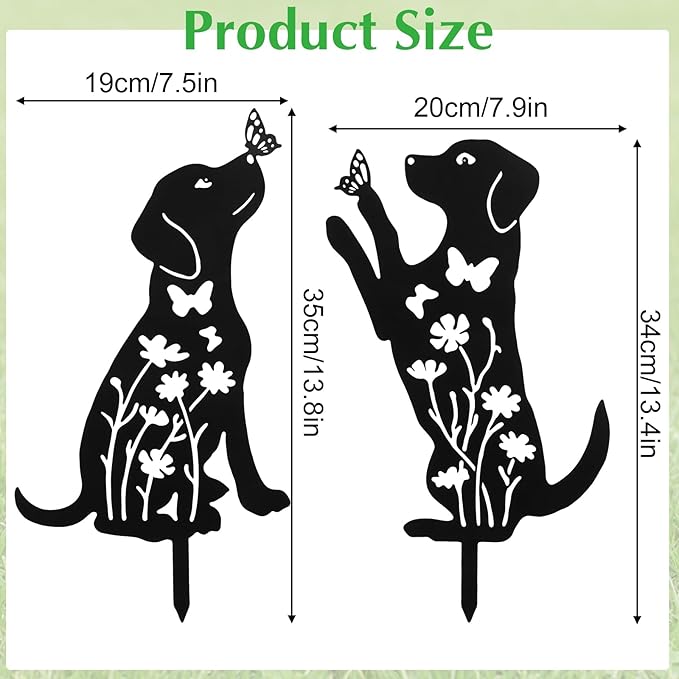 Metal Dog Garden Decor for Outside 2 Pack, Pet Yard Art, Weather Resistant - Image 2
